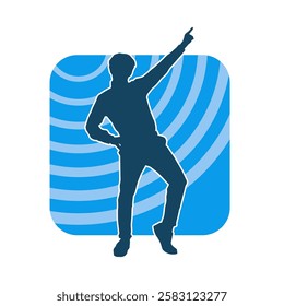 Silhouette of a male dancer in action pose. Silhouette of a slim man in dancing pose.