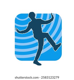 Silhouette of a male dancer in action pose. Silhouette of a slim man in dancing pose.