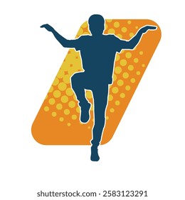 Silhouette of a male dancer in action pose. Silhouette of a slim man in dancing pose.