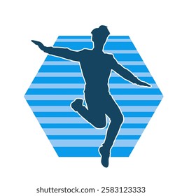 Silhouette of a male dancer in action pose. Silhouette of a slim man in dancing pose.