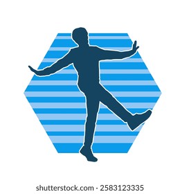 Silhouette of a male dancer in action pose. Silhouette of a slim man in dancing pose.