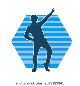 Silhouette of a male dancer in action pose. Silhouette of a slim man in dancing pose.