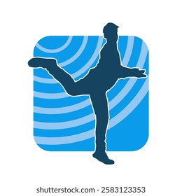 Silhouette of a male dancer in action pose. Silhouette of a slim man in dancing pose.