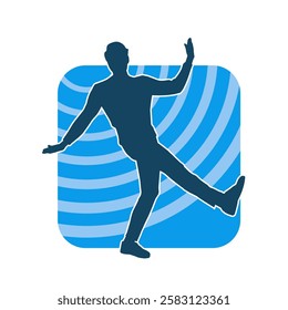 Silhouette of a male dancer in action pose. Silhouette of a slim man in dancing pose.