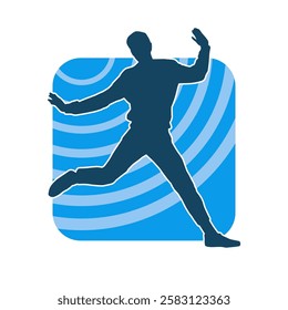 Silhouette of a male dancer in action pose. Silhouette of a slim man in dancing pose.