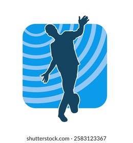 Silhouette of a male dancer in action pose. Silhouette of a slim man in dancing pose.