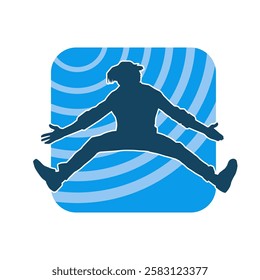 Silhouette of a male dancer in action pose. Silhouette of a slim man in dancing pose.