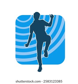 Silhouette of a male dancer in action pose. Silhouette of a slim man in dancing pose.