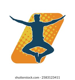 Silhouette of a male dancer in action pose. Silhouette of a slim man in dancing pose.