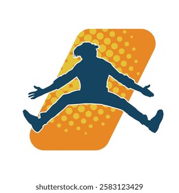 Silhouette of a male dancer in action pose. Silhouette of a slim man in dancing pose.