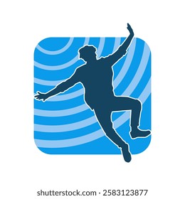 Silhouette of a male dancer in action pose. Silhouette of a slim man in dancing pose.