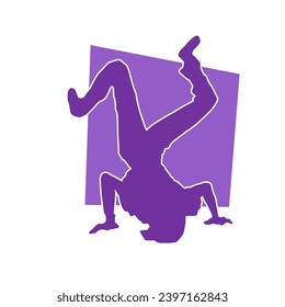 Silhouette of a male dancer doing hand stand pose. Silhouette of a man dancing pose.