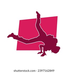 Silhouette of a male dancer doing hand stand pose. Silhouette of a man dancing pose.