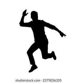 Silhouette of a male dancer in performing pose. Silhouette of a dancing man.