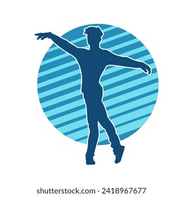 Silhouette of a male dancer in performing pose. Silhouette of a dancing man.