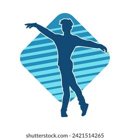 Silhouette of a male dancer in performing pose. Silhouette of a dancing man.