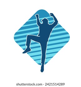 Silhouette of a male dancer in performing pose. Silhouette of a dancing man.