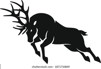 Silhouette of Male Deer Fighting with Its Antler