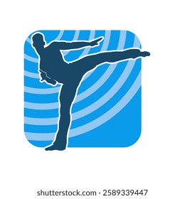 Silhouette of a male doing martial art kick pose. Silhouette of a martial art male doing kicking pose.