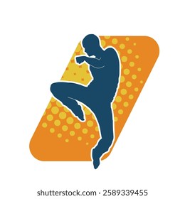 Silhouette of a male doing martial art kick pose. Silhouette of a martial art male doing kicking pose.