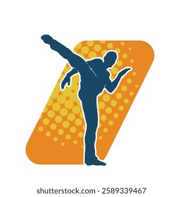 Silhouette of a male doing martial art kick pose. Silhouette of a martial art male doing kicking pose.