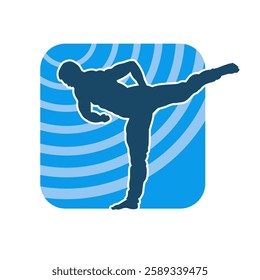 Silhouette of a male doing martial art kick pose. Silhouette of a martial art male doing kicking pose.