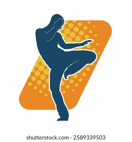 Silhouette of a male doing martial art kick pose. Silhouette of a martial art male doing kicking pose.