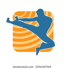 Silhouette of a male doing martial art kick pose. Silhouette of a martial art male doing kicking pose.