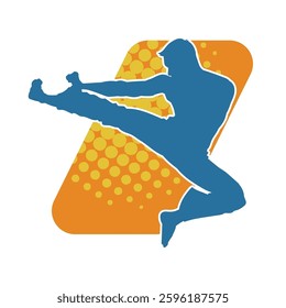 Silhouette of a male doing martial art kick pose. Silhouette of a martial art male doing kicking pose.