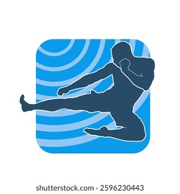 Silhouette of a male doing martial art kick pose. Silhouette of a martial art male doing kicking pose.