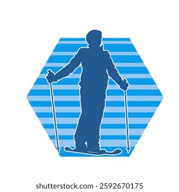 Silhouette of a male doing skiing sport