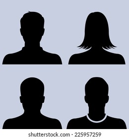 Silhouette Of Male & Female As Avatar Profile Pictures - Vector Icon Set