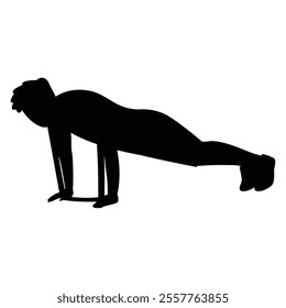 Silhouette of Male Fitness Working Out Icon for Exercise and Health Themes