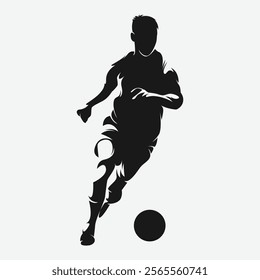Silhouette of male football player, soccer athlete. Vector logo illustration.
