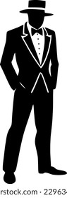 silhouette male gentleman stencil logo