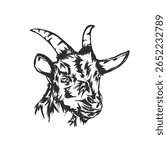 silhouette of a male goat's head icon without background