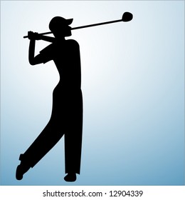 silhouette of male golfer in finished pose