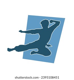 Silhouette of a male model doing martial art kick pose. Silhouette of a martial art kicking pose.
