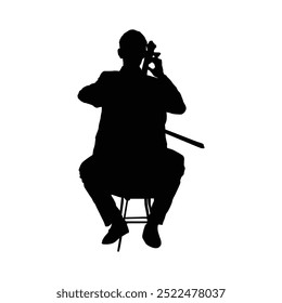 Silhouette of male musician playing cello illustration design