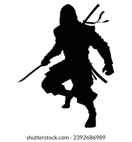 silhouette of a Male ninja on white.
