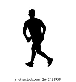Silhouette of Male Pickleball Player Holding Paddle, Minimalist Sportsman Illustration, Pickleball Player Standing