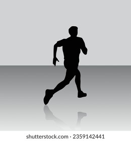 The Silhouette of a Male Running Athlete