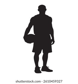 Silhouette of a Male Soccer Player with Foot on Ball – Vector Sports Illustration