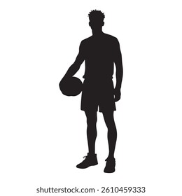 Silhouette of a Male Soccer Player with Foot on Ball – Vector Sports Illustration
