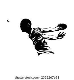 Silhouette male table tennis vector illustration on white background.