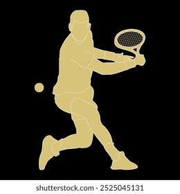 Eine Silhouette eines männlichen Tennisspielers, perfekt für Illustrationen in Büchern und Zeitschriften und andere geschäftliche Bedürfnisse.