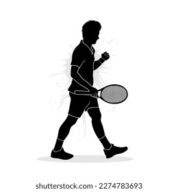 Silhouette eines männlichen Tennisspielers. Vektorgrafik