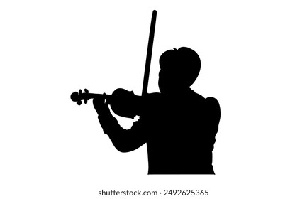 silhouette of male violinist performing to play violin