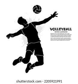 Silhouette Male Volleyball Player Jumping High Stock Vector (Royalty ...