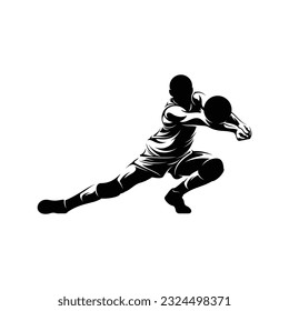 Silhouette male volleyball player vector illustration on white background.